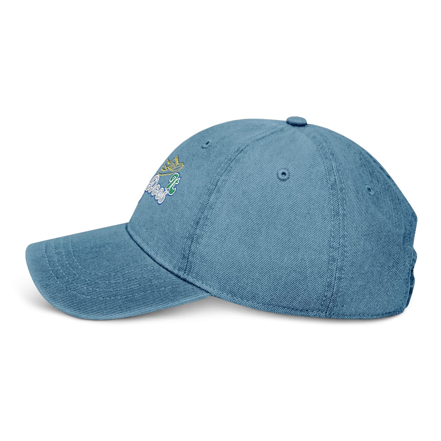 Embroidered Denim Hat - "God Does It"