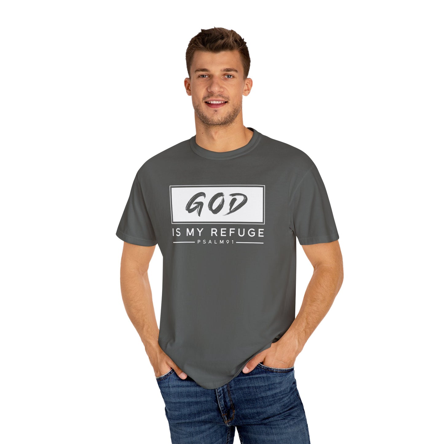 Unisex Garment-Dyed T-Shirt with Inspirational Psalm Design - Faith Tee, Christian Apparel, Gift for Believers, Casual Outfit, Comfort Wear