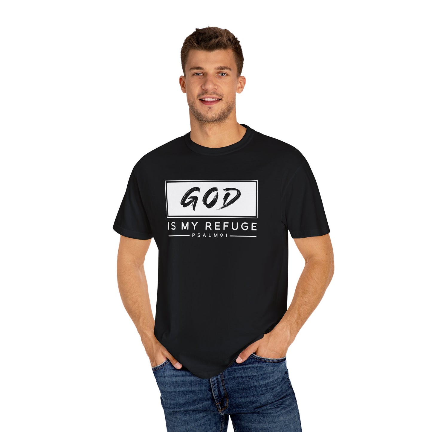 Unisex Garment-Dyed T-Shirt with Inspirational Psalm Design - Faith Tee, Christian Apparel, Gift for Believers, Casual Outfit, Comfort Wear