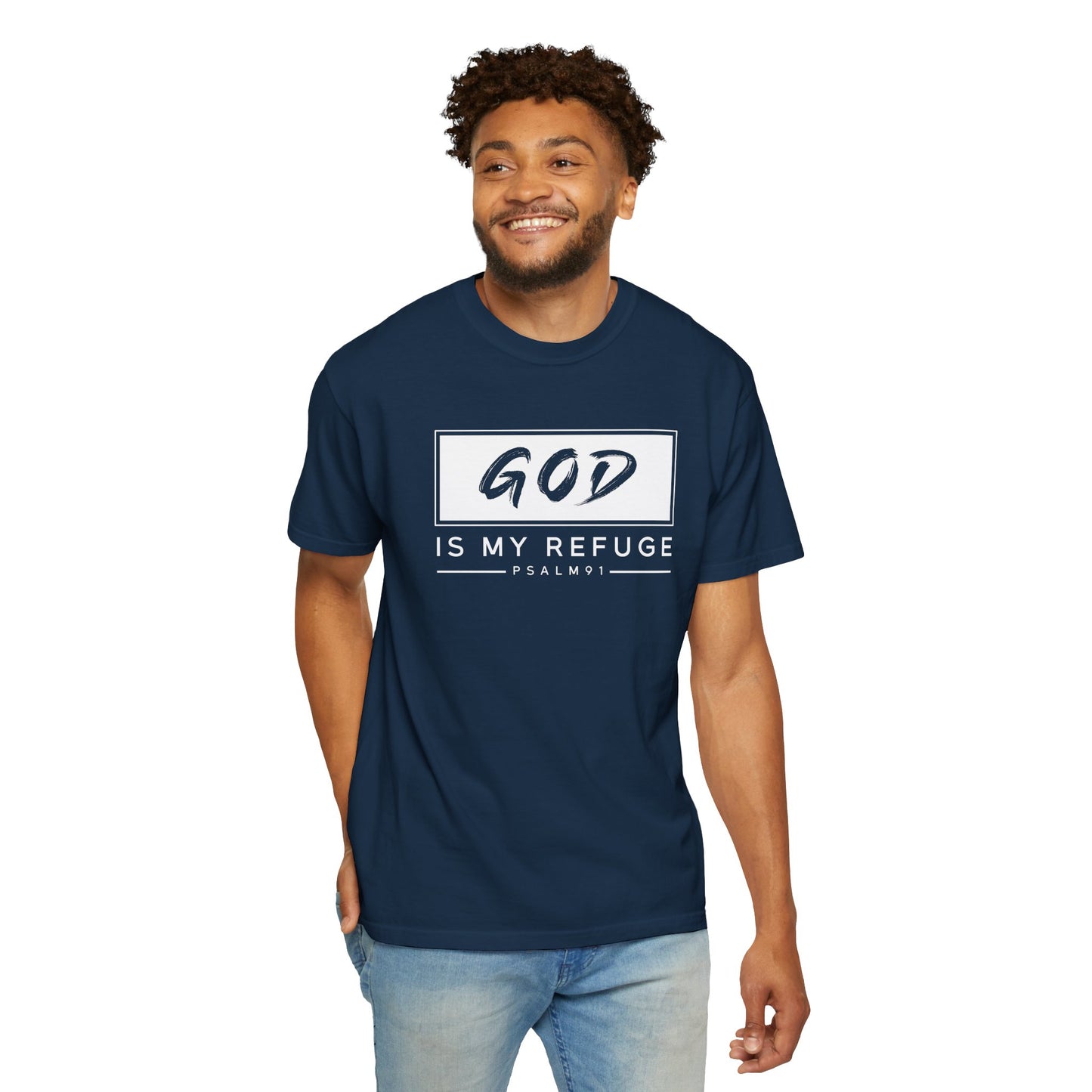 Unisex Garment-Dyed T-Shirt with Inspirational Psalm Design - Faith Tee, Christian Apparel, Gift for Believers, Casual Outfit, Comfort Wear