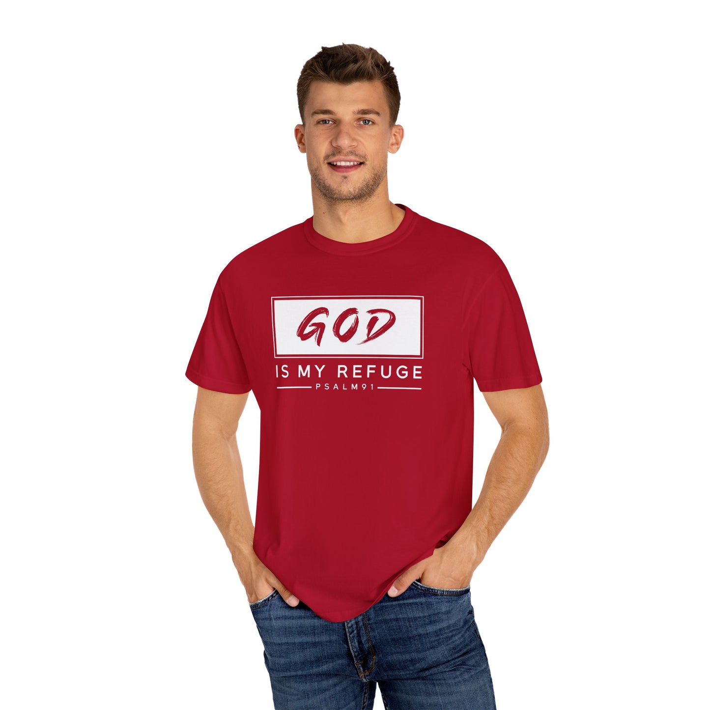 Unisex Garment-Dyed T-Shirt with Inspirational Psalm Design - Faith Tee, Christian Apparel, Gift for Believers, Casual Outfit, Comfort Wear