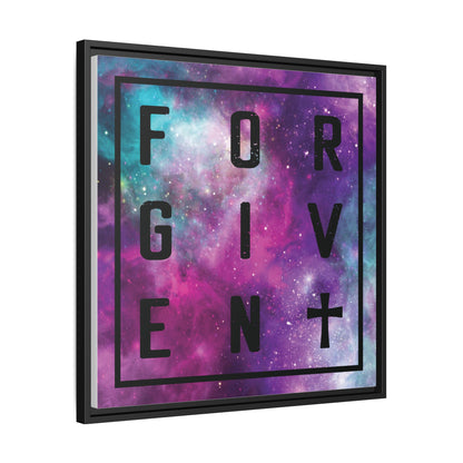 Framed Canvas Wall Art — "Forgiven" Galaxy Typography