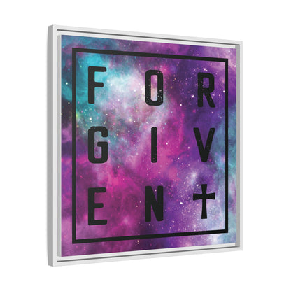 Framed Canvas Wall Art — "Forgiven" Galaxy Typography