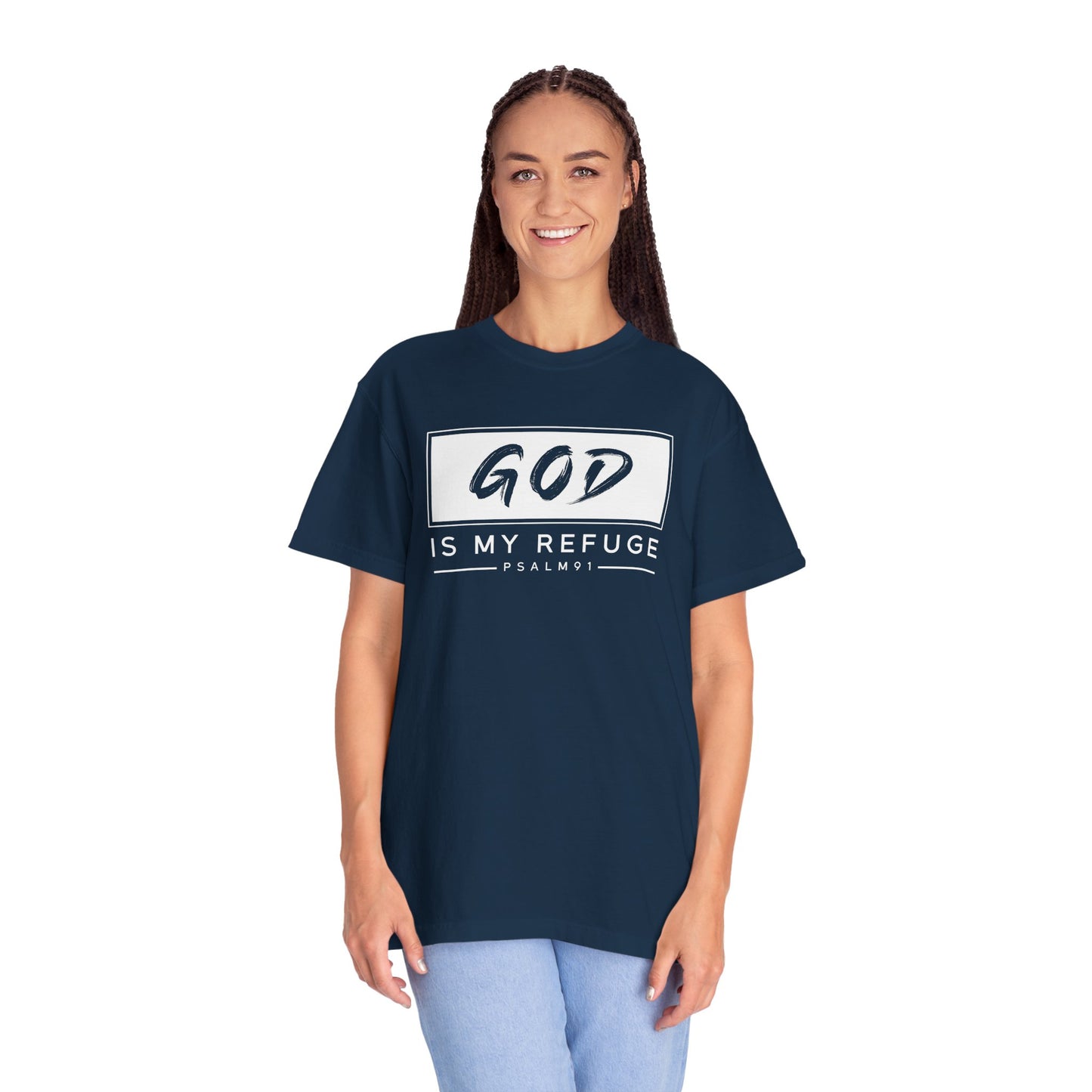 Unisex Garment-Dyed T-Shirt with Inspirational Psalm Design - Faith Tee, Christian Apparel, Gift for Believers, Casual Outfit, Comfort Wear