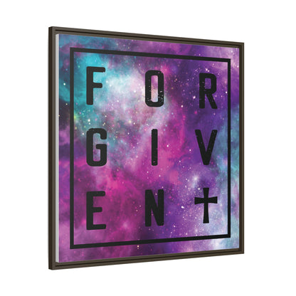 Framed Canvas Wall Art — "Forgiven" Galaxy Typography