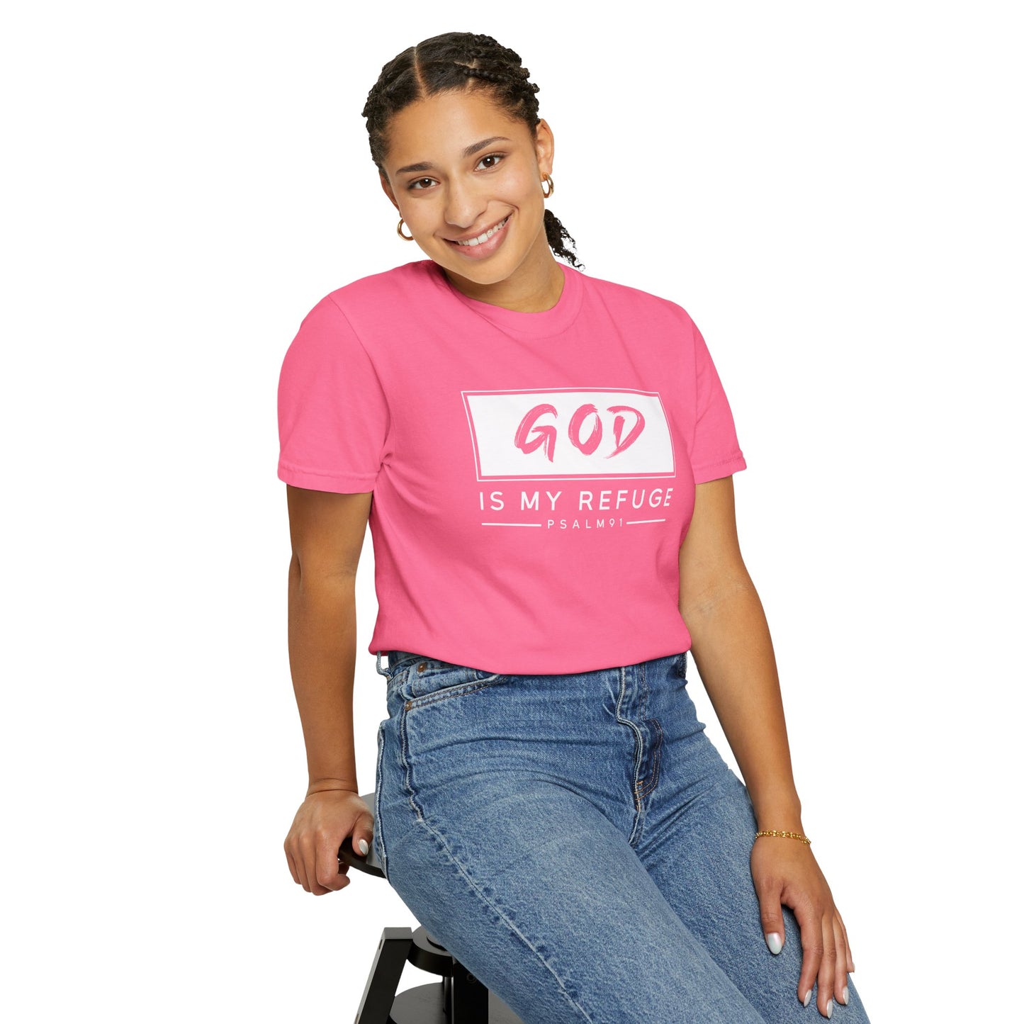 Unisex Garment-Dyed T-Shirt with Inspirational Psalm Design - Faith Tee, Christian Apparel, Gift for Believers, Casual Outfit, Comfort Wear