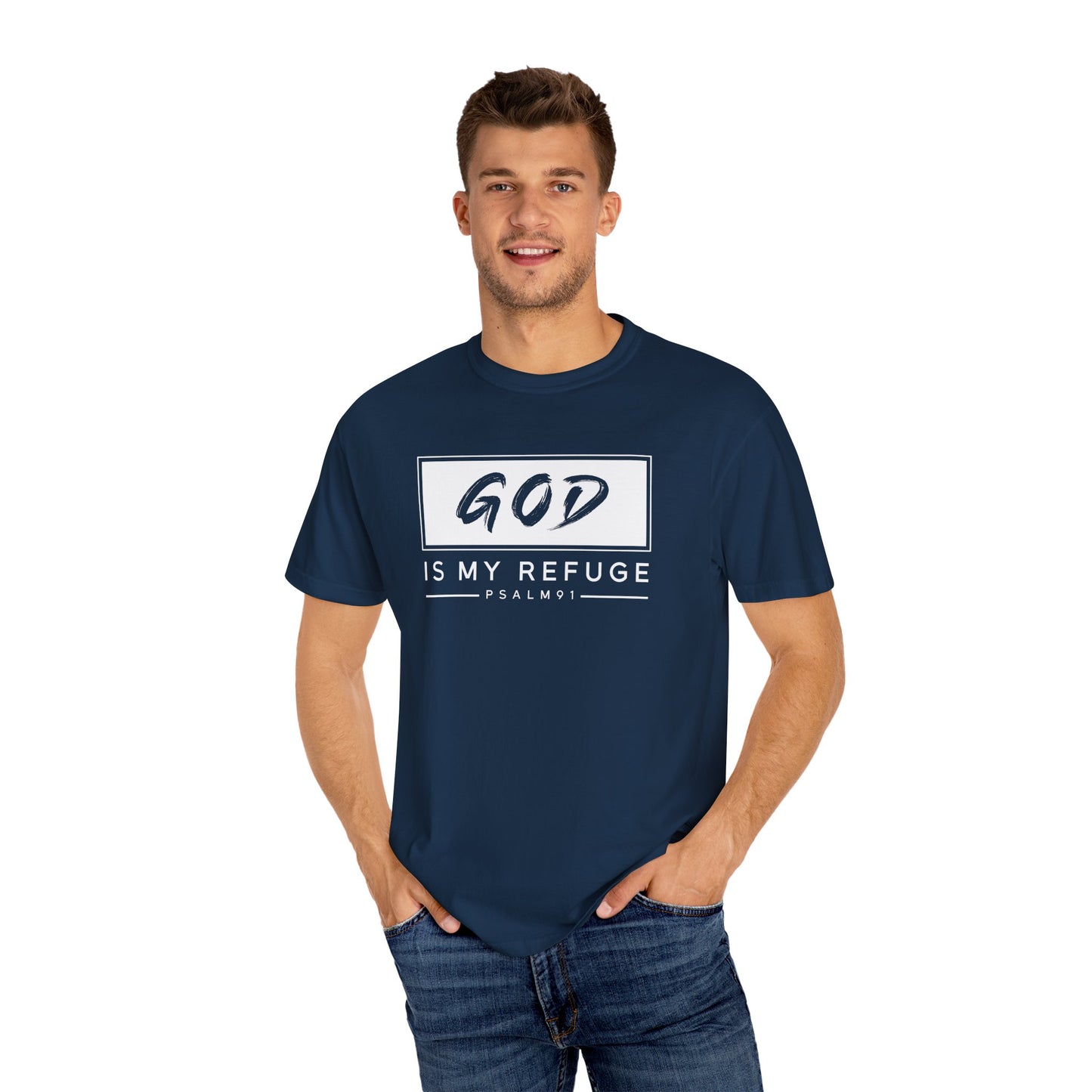 Unisex Garment-Dyed T-Shirt with Inspirational Psalm Design - Faith Tee, Christian Apparel, Gift for Believers, Casual Outfit, Comfort Wear