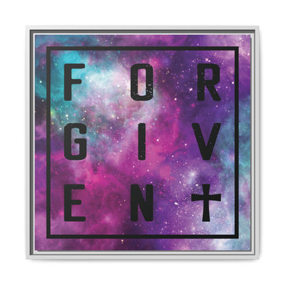 Framed Canvas Wall Art — "Forgiven" Galaxy Typography