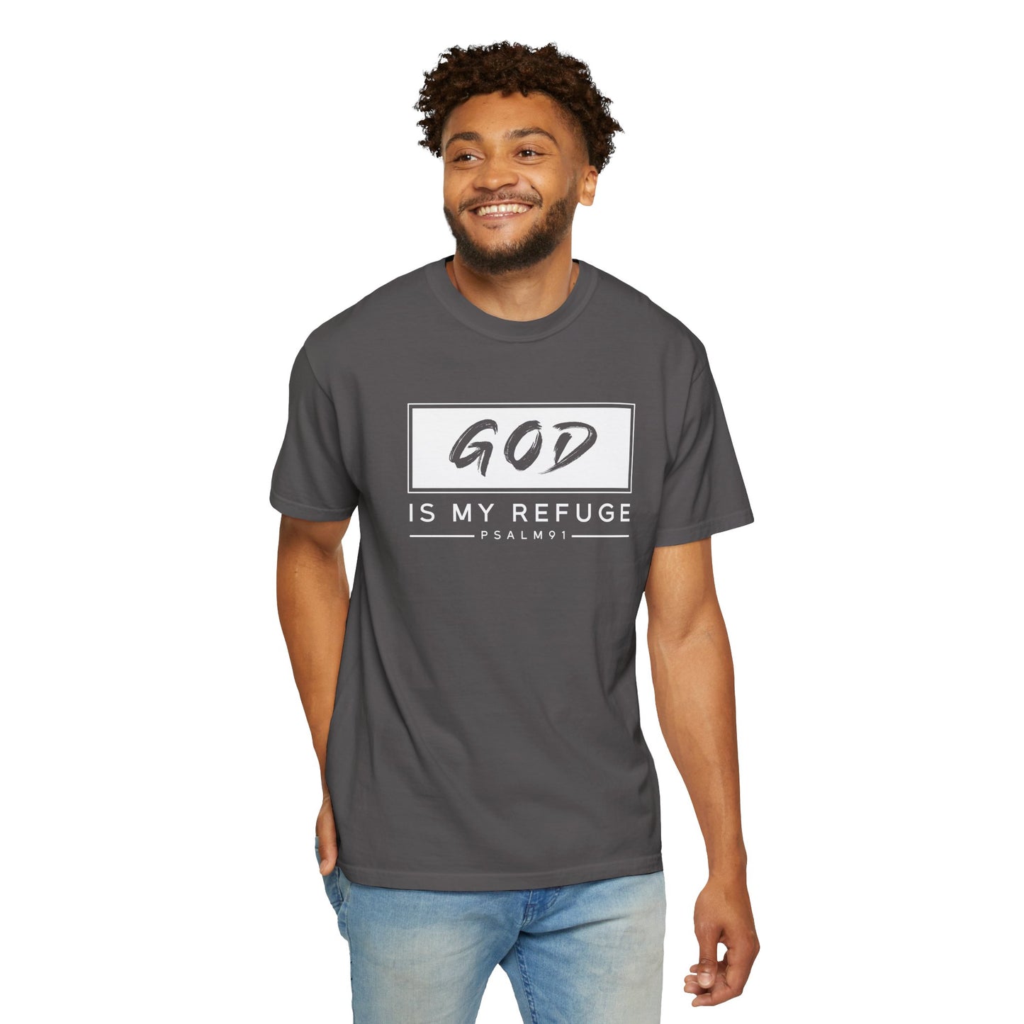 Unisex Garment-Dyed T-Shirt with Inspirational Psalm Design - Faith Tee, Christian Apparel, Gift for Believers, Casual Outfit, Comfort Wear