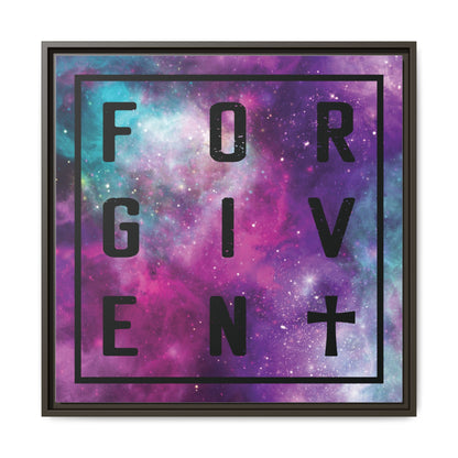 Framed Canvas Wall Art — "Forgiven" Galaxy Typography