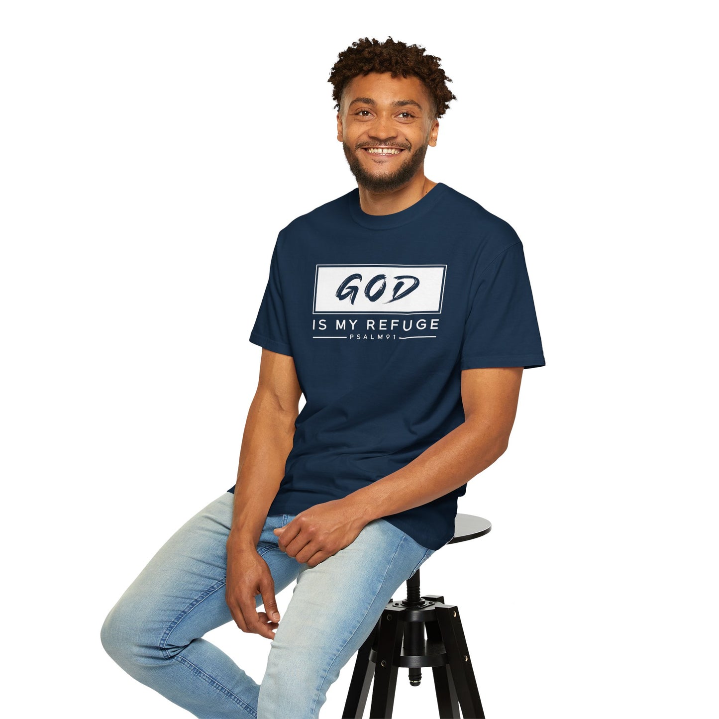 Unisex Garment-Dyed T-Shirt with Inspirational Psalm Design - Faith Tee, Christian Apparel, Gift for Believers, Casual Outfit, Comfort Wear