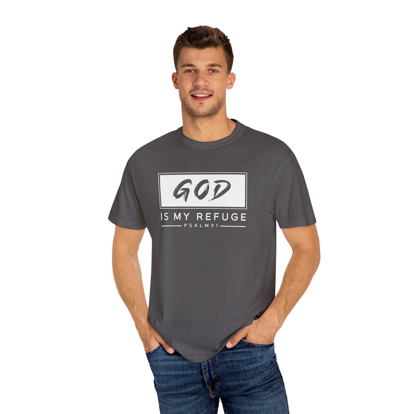 Unisex Garment-Dyed T-Shirt with Inspirational Psalm Design - Faith Tee, Christian Apparel, Gift for Believers, Casual Outfit, Comfort Wear