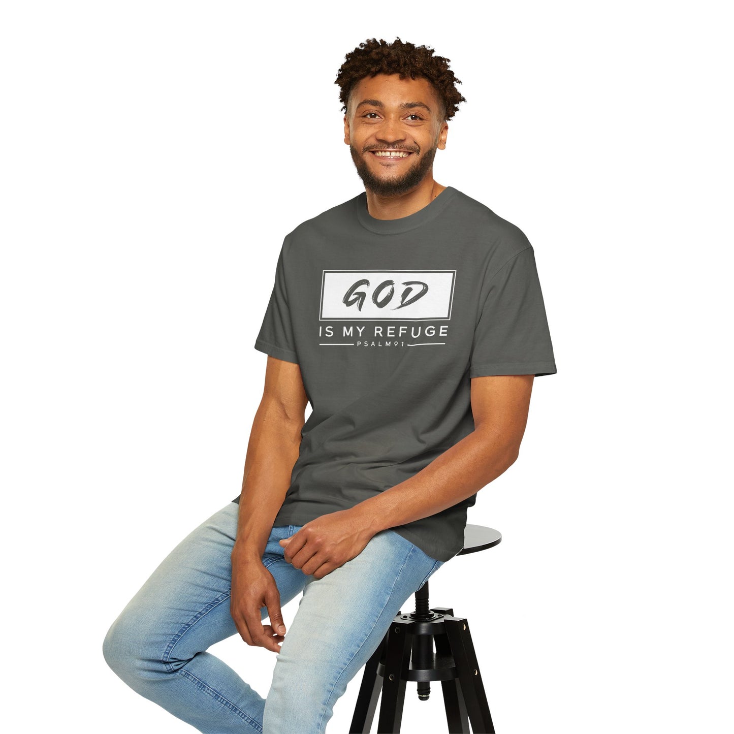 Unisex Garment-Dyed T-Shirt with Inspirational Psalm Design - Faith Tee, Christian Apparel, Gift for Believers, Casual Outfit, Comfort Wear