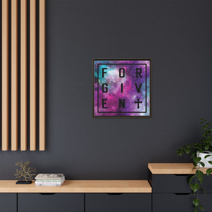 Framed Canvas Wall Art — "Forgiven" Galaxy Typography