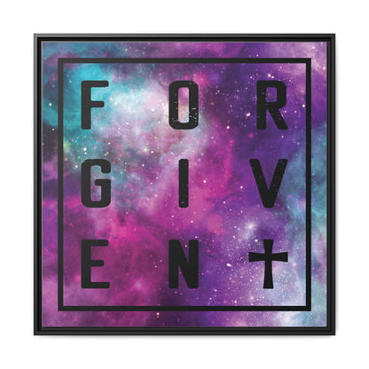 Framed Canvas Wall Art — "Forgiven" Galaxy Typography