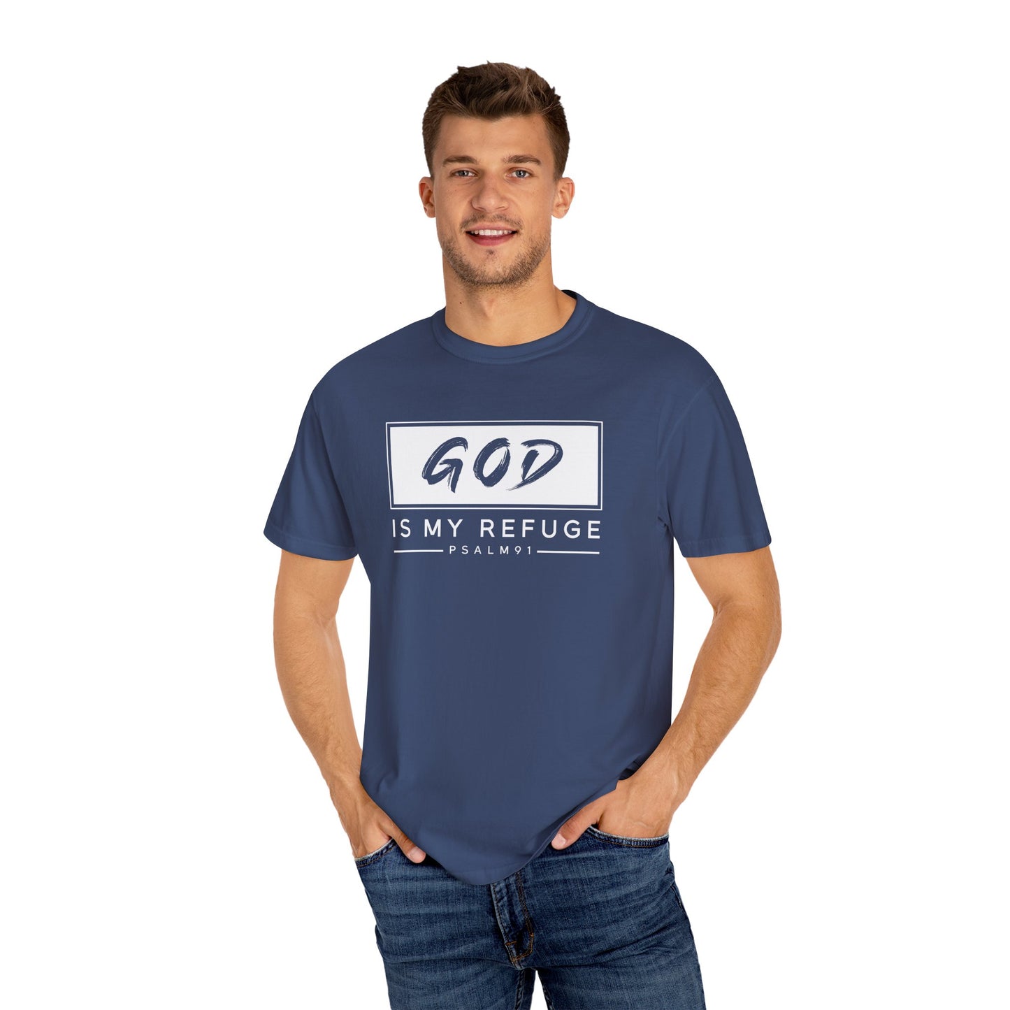 Unisex Garment-Dyed T-Shirt with Inspirational Psalm Design - Faith Tee, Christian Apparel, Gift for Believers, Casual Outfit, Comfort Wear