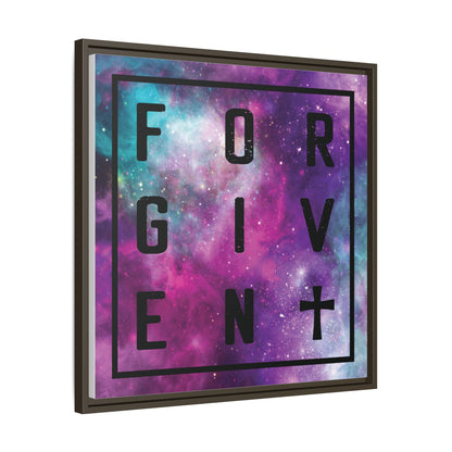 Framed Canvas Wall Art — "Forgiven" Galaxy Typography